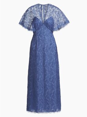 Lela Rose V-Neck Tulip Lace Cape-Sleeve